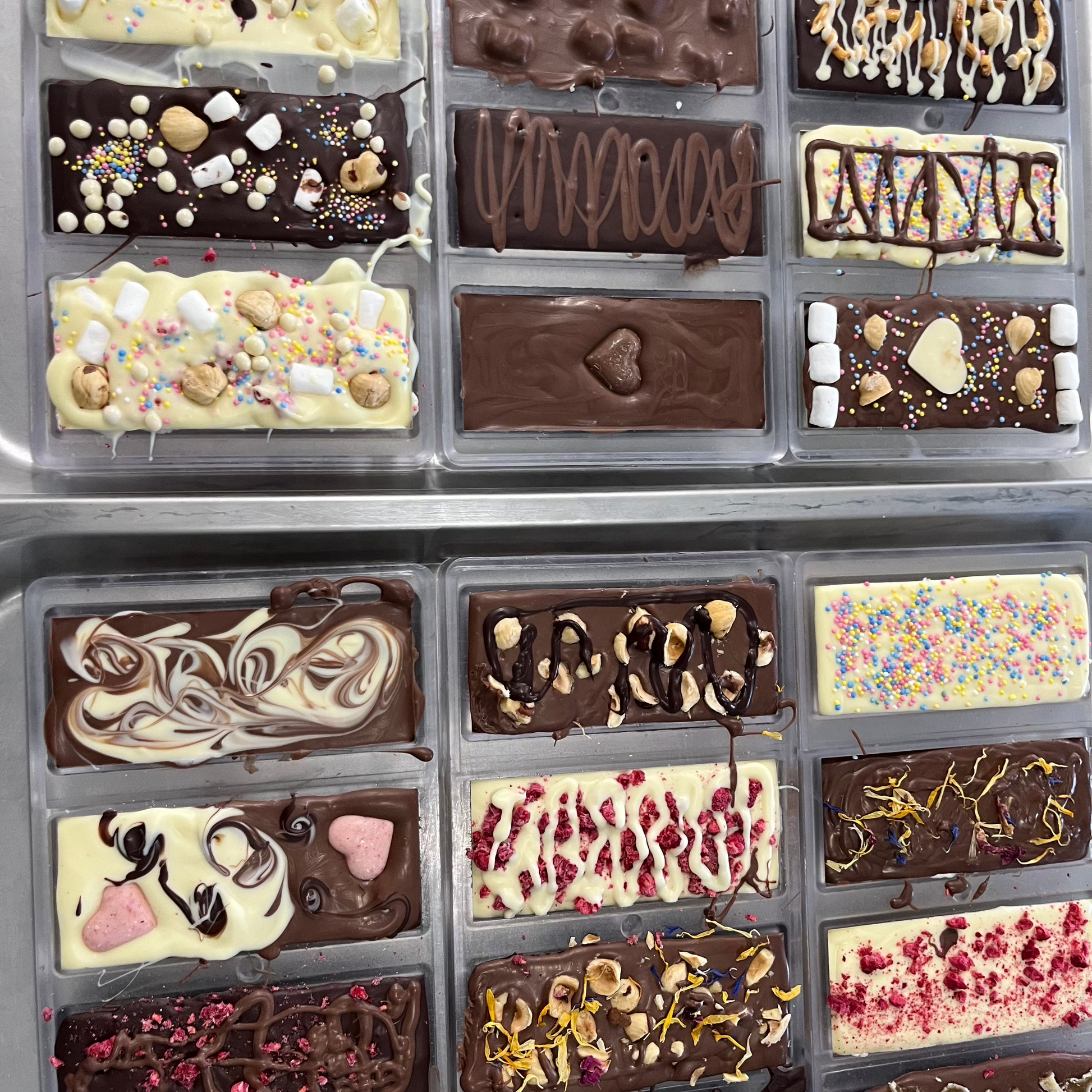 Chocolate bars in a range of colours and styles